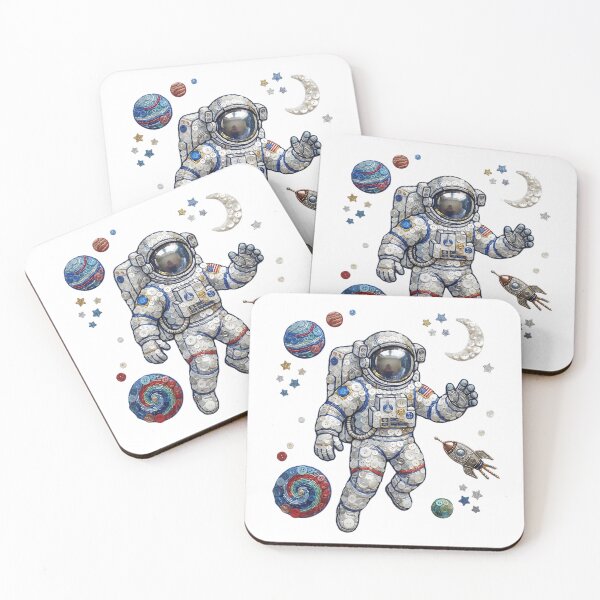 Item preview, Cute Button Art Astronaut in Space - Crafty Galaxy Design designed and sold by Mellow Doodle Co..