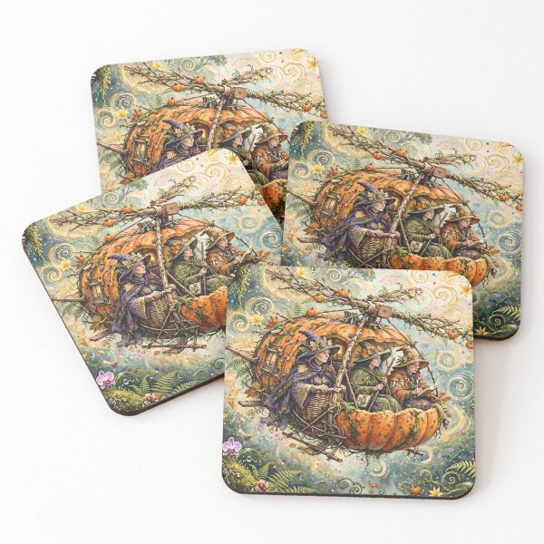 Item preview, Whimsical Pumpkin Helicopter Witches designed and sold by m-y-A-I-A-R-T-.