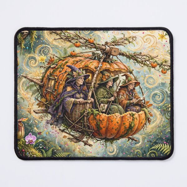 Item preview, Whimsical Pumpkin Helicopter Witches designed and sold by m-y-A-I-A-R-T-.