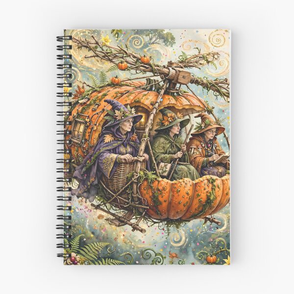 Item preview, Whimsical Pumpkin Helicopter Witches designed and sold by m-y-A-I-A-R-T-.