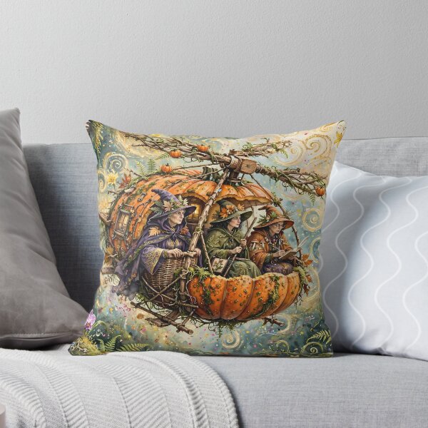 Item preview, Whimsical Pumpkin Helicopter Witches designed and sold by m-y-A-I-A-R-T-.
