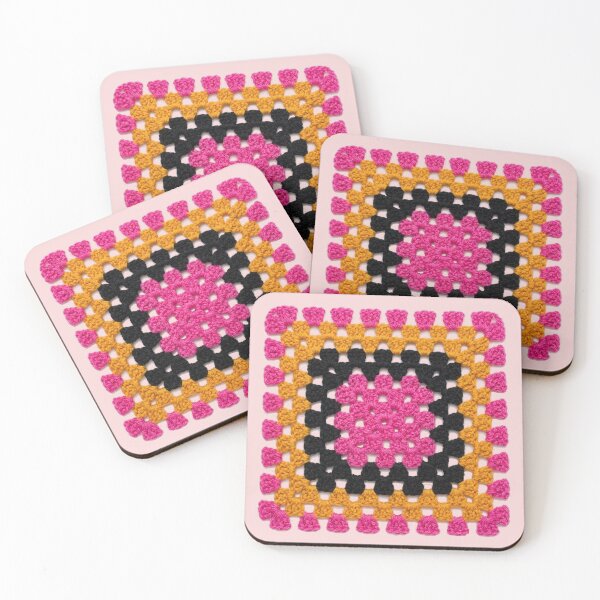 Item preview, Pink, orange and black granny square designed and sold by GasconyPassion.