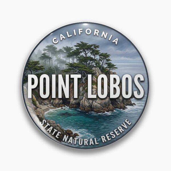 Item preview, Point Lobos State Natural Reserve California Foggy Morning Round Badge Sticker designed and sold by DetourDgn.
