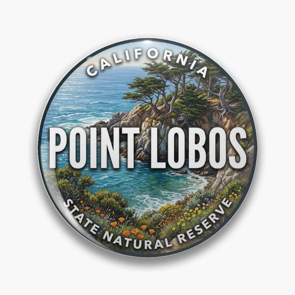 Item preview, Point Lobos State Natural Reserve California Wildflower Spring Round Badge Sticker designed and sold by DetourDgn.