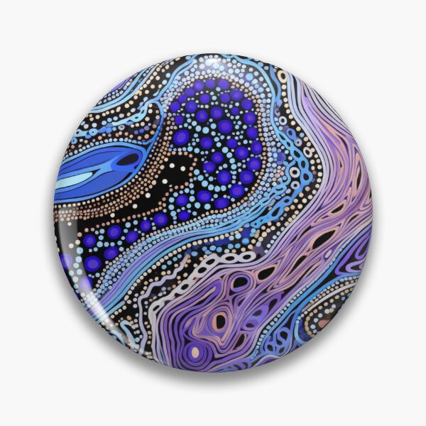 Item preview, Aboriginal Art Blue Purple Abstract Dot Swirl Pattern Design designed and sold by GrinGalore.