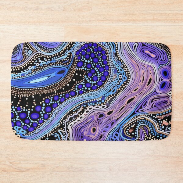 Item preview, Aboriginal Art Blue Purple Abstract Dot Swirl Pattern Design designed and sold by GrinGalore.