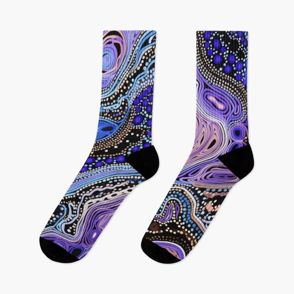 Item preview, Aboriginal Art Blue Purple Abstract Dot Swirl Pattern Design designed and sold by GrinGalore.