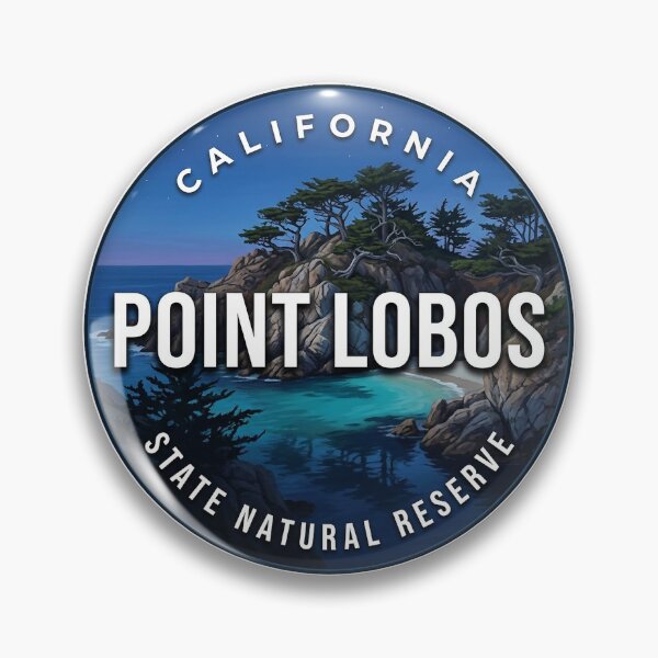 Item preview, Point Lobos State Natural Reserve California Blue Hour Round Badge Sticker designed and sold by DetourDgn.