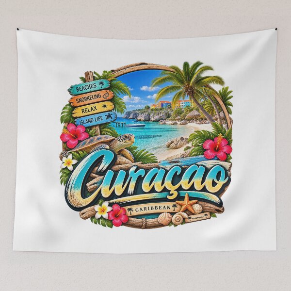 Item preview, Curaçao Caribbean – Tropical beach paradise & retro sea design designed and sold by Wandervogel123.