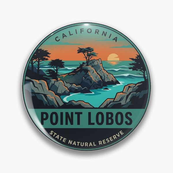 Item preview, Point Lobos State Natural Reserve California Retro Coast Vintage Badge Sticker designed and sold by DetourDgn.