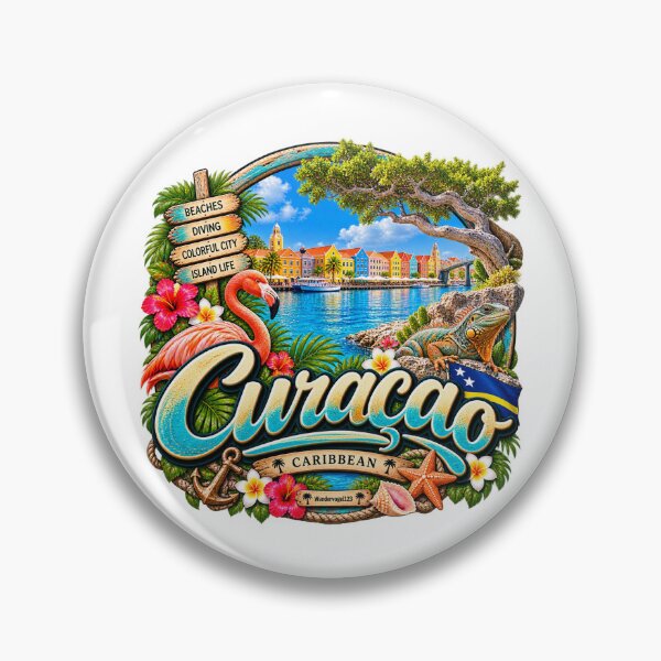 Item preview, Curazao Caribe – Willemstad Flamingo & Tropical Paradise Diseño Retro designed and sold by Wandervogel123.