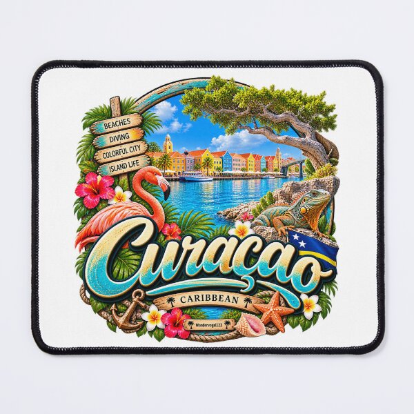 Item preview, Curaçao Caribbean – Willemstad Flamingo & Tropical Paradise Retro Design designed and sold by Wandervogel123.