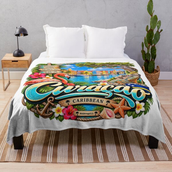 Item preview, Curaçao Caribbean – Willemstad Flamingo & Tropical Paradise Retro Design designed and sold by Wandervogel123.