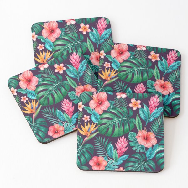 Item preview, Tropical Monstera Floral Pattern – Watercolor Summer Botanical Leaves & Exotic Flowers designed and sold by zenturtlemerch.