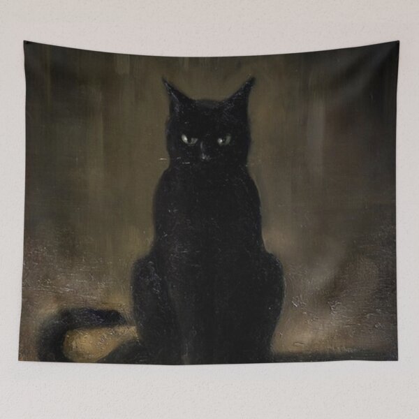 Item preview, Black Cat Portrait Painting designed and sold by britaniaprine.
