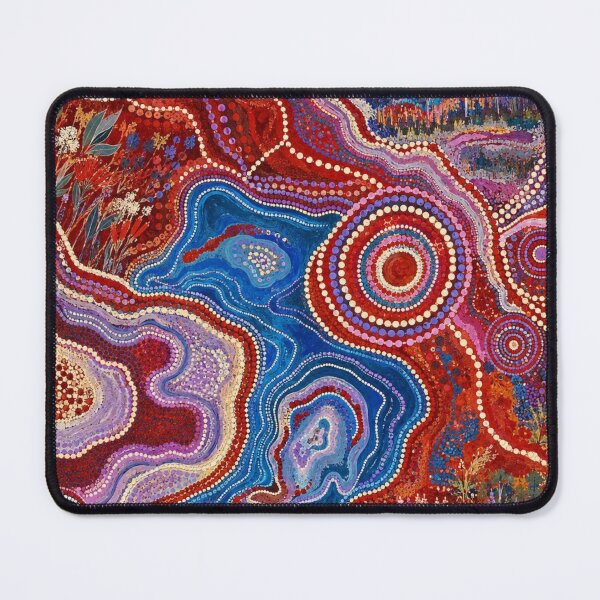 Item preview, Red Blue Dot Art Abstract Landscape Design Pattern designed and sold by GrinGalore.
