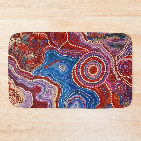Item preview, Red Blue Dot Art Abstract Landscape Design Pattern designed and sold by GrinGalore.