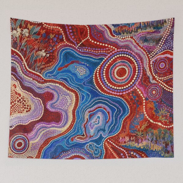 Item preview, Red Blue Dot Art Abstract Landscape Design Pattern designed and sold by GrinGalore.