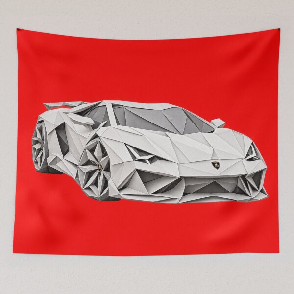 Item preview, White Origami Supercar – Geometric Paper Sports Car Art - PLUSHIWORLD designed and sold by PLUSHIWORLDtm.