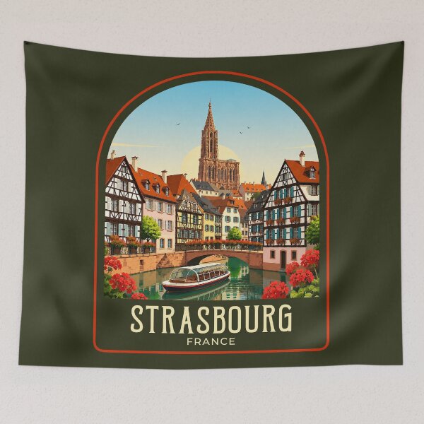 Artikelvorschau, Straßburg Vintage-Reiseillustration entworfen und verkauft von HomeLivingCo.