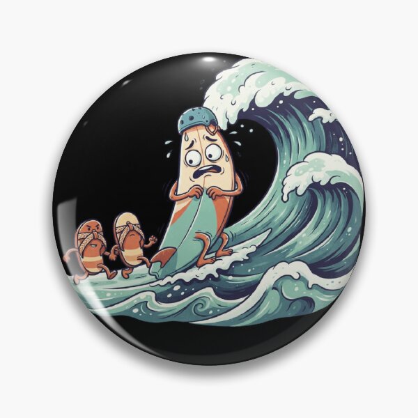 Artikelvorschau, Funny Surfing Surfboard Big Wave Cartoon Humor entworfen und verkauft von mood-draftsman.