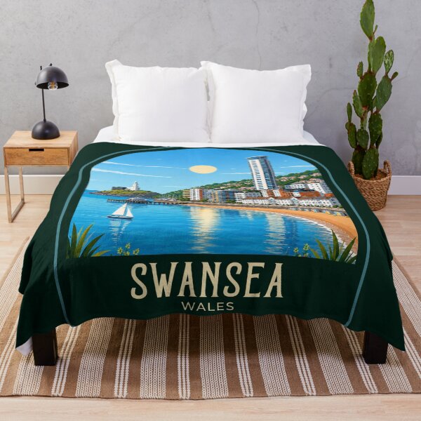 Item preview, Swansea Vintage Travel Illustration designed and sold by HomeLivingCo.