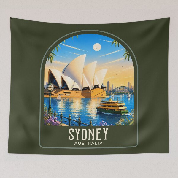 Artikelvorschau, Vintage-Reiseillustration aus Sydney entworfen und verkauft von HomeLivingCo.