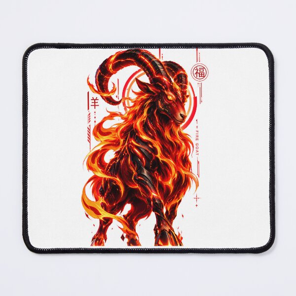 Item preview, Futuristic Cyberpunk Fire Goat Neon Glow Lunar New Year 2027 designed and sold by joy-Moons.
