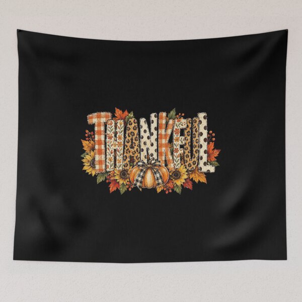 Item preview, Thankful Fall Patchwork Floral Typography – Rustic Autumn Pumpkin & Sunflower Thanksgiving Design designed and sold by BEE-CREATIVO.