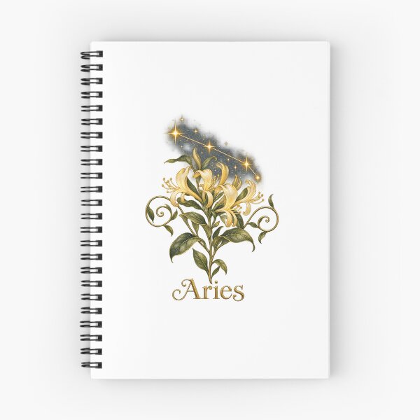 Item preview, Aries Zodiac Botanical | Celestial Honeysuckle Art | Aries Birthday Gift designed and sold by Brackenlume Studio.