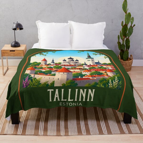 Item preview, Tallinn Vintage Travel Illustration designed and sold by HomeLivingCo.