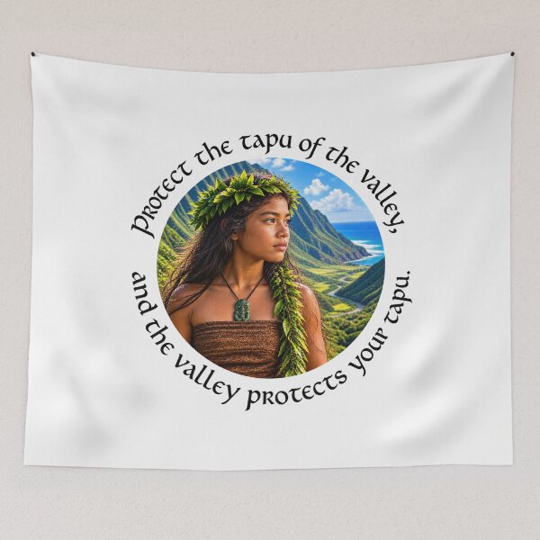 Item preview, Marquesas Sacredness Proverb - Protect the tapu of the valley | Pacific Art designed and sold by ShakaLife.org.