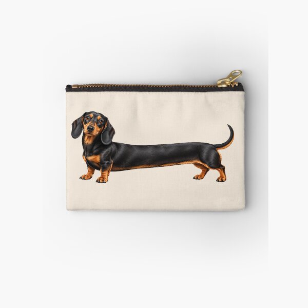 Item preview, The Long Dog Black and Tan Dachshund Zipper Pouch designed and sold by astersgraphics.