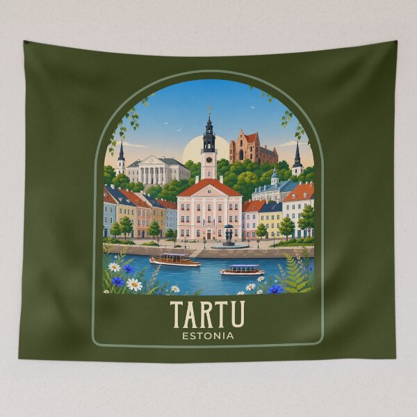Artikelvorschau, Tartu Vintage Reiseillustration entworfen und verkauft von HomeLivingCo.