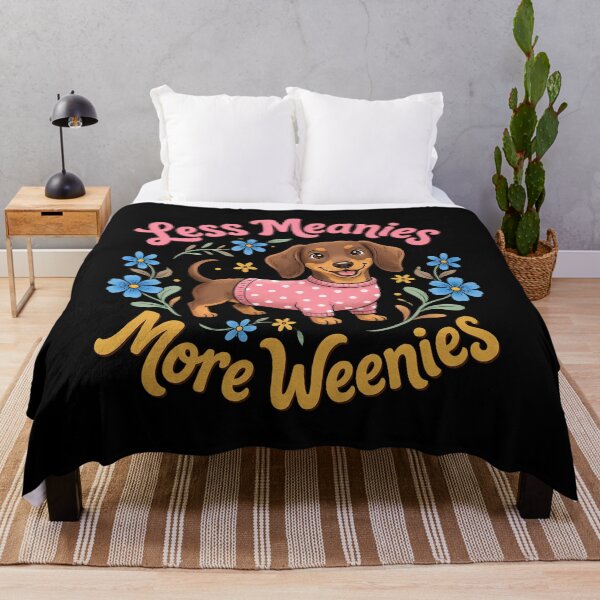 Aperçu de l'œuvre Less Meanies More Weenies : Dachshund Dog Lover Funny Weenie Floral Quote Pet Humor Art Funny Dachshund Owner créée et vendue par NewaveBoutique.