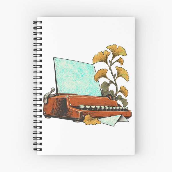 Item preview, Vintage Ginkgo Typewriter Side Profile Linocut designed and sold by aseel9.