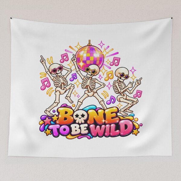 Item preview, Bone To Be Wild Retro Skeleton Disco Halloween designed and sold by Nicha Studio.