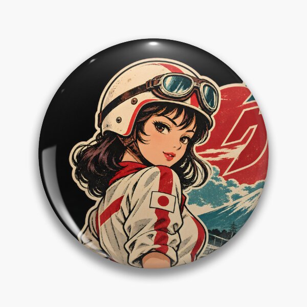 Item preview, Retro 70s Japanese Racing Girl Vintage Grand Prix designed and sold by CacheyArts.