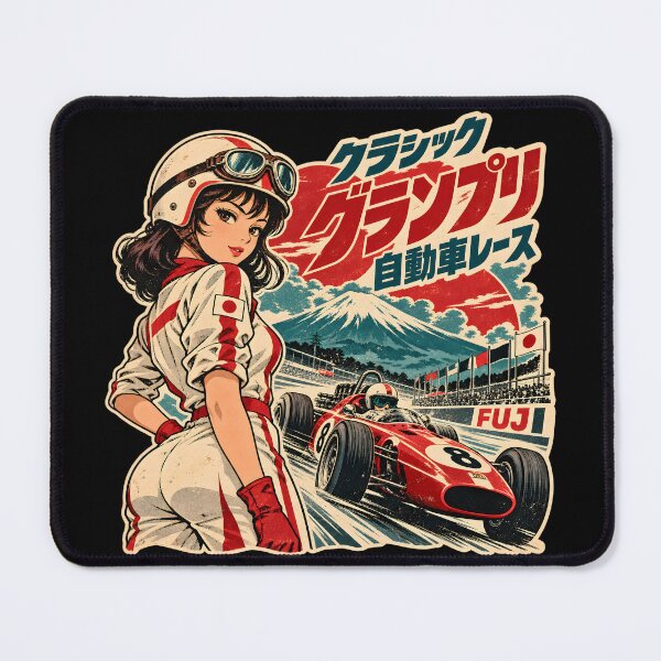 Item preview, Retro 70s Japanese Racing Girl Vintage Grand Prix designed and sold by CacheyArts.