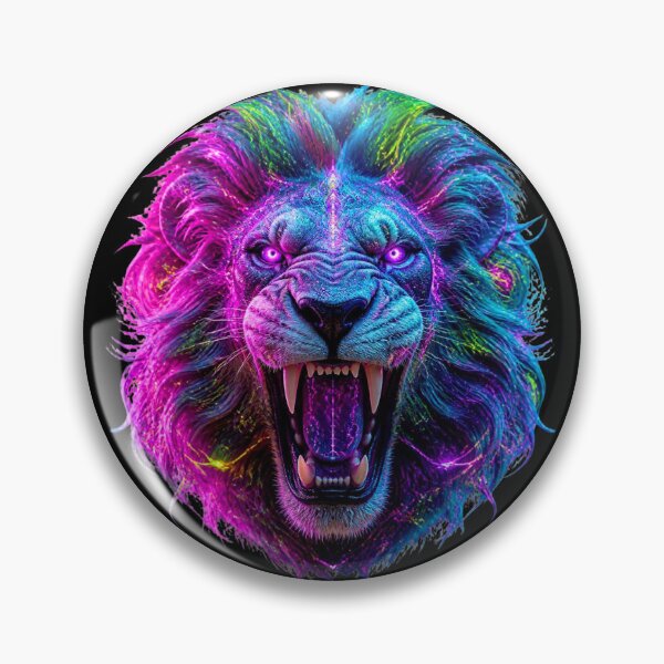 Artikelvorschau, Psychedelischer Cyberpunk-Neonlöwe-Elektro-Rave-Streetwear entworfen und verkauft von LazyDayzCo.