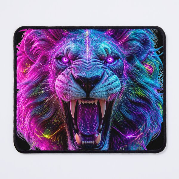 Item preview, Psychedelic Cyberpunk Neon Lion Electric Rave Streetwear designed and sold by LazyDayzCo.