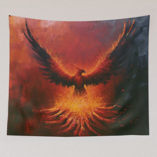 Item preview, A magnificent Phoenix rising from blazing volcanic flames, Fantasy & Mythological Creatures designed and sold by CDC40.