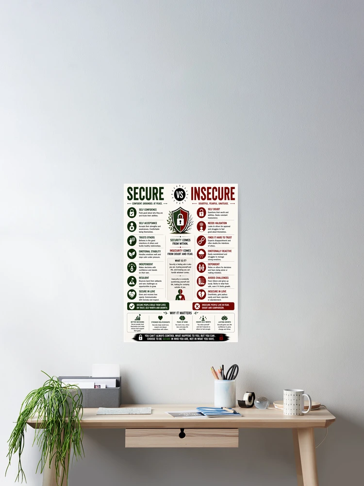 Thumbnail 2 of 3, Poster, Secure vs Insecure designed and sold by HarTee.