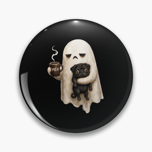 Item preview, Grumpy Ghost Pug Coffee Meh Funny Halloween designed and sold by LemuelTshopz.