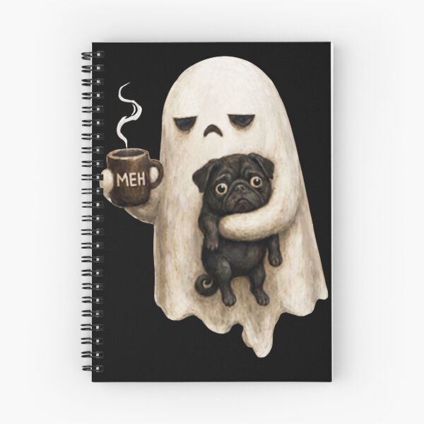 Item preview, Grumpy Ghost Pug Coffee Meh Funny Halloween designed and sold by LemuelTshopz.