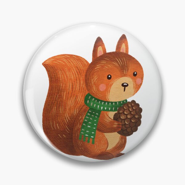 Artikelvorschau, Eichhörnchen hält im Winter einen Tannenzapfen und trägt einen grünen Schal. entworfen und verkauft von Ms. Iryna.