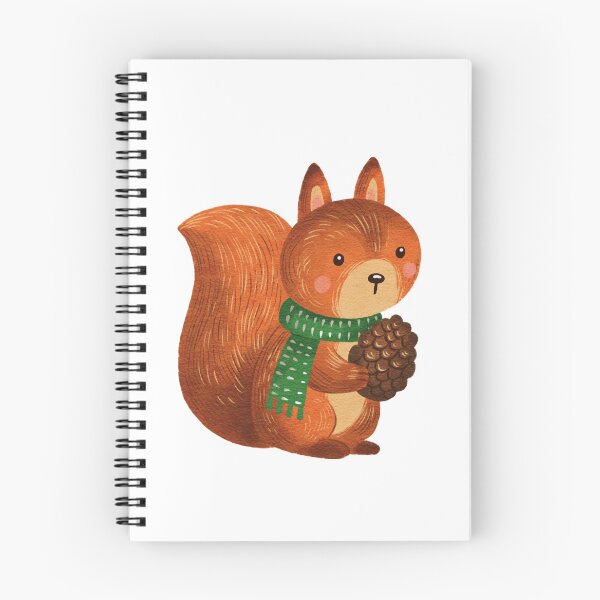 Item preview, Squirrel holding a pine cone while wearing a green scarf during winter designed and sold by Ms. Iryna.