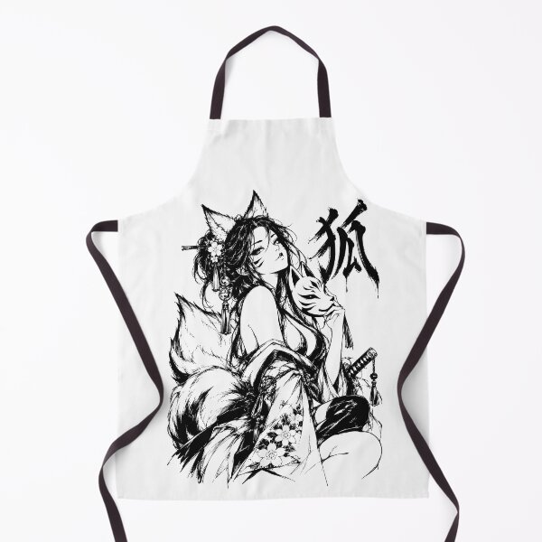 Artikelvorschau, Japanisches Kitsune-Mädchen im Tuschestil mit Fuchsmaske entworfen und verkauft von bapupa.
