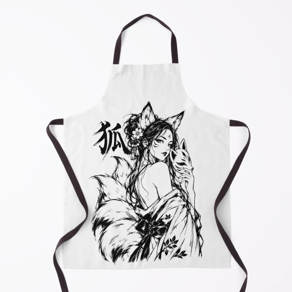 Artikelvorschau, Japanisches Kitsune-Mädchen mit Fuchsmaske (Tuschezeichnung) entworfen und verkauft von bapupa.