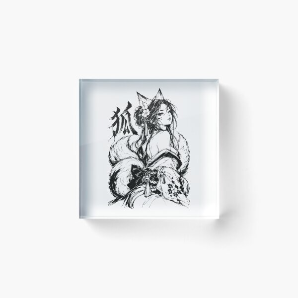 Item preview, Japanese Kitsune Girl with Tails and Kanji designed and sold by bapupa.